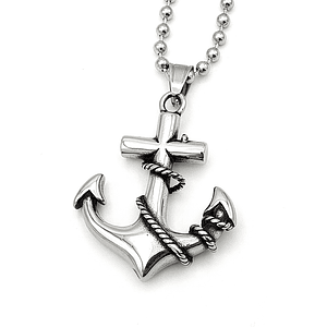 Cadena Militar con Dije de Ancla Acero Inoxidable