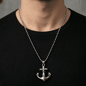 Cadena Militar con Dije de Ancla Acero Inoxidable