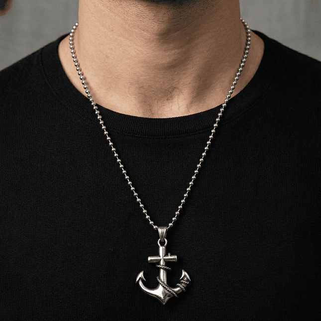 Cadena Militar con Dije de Ancla Acero Inoxidable 2