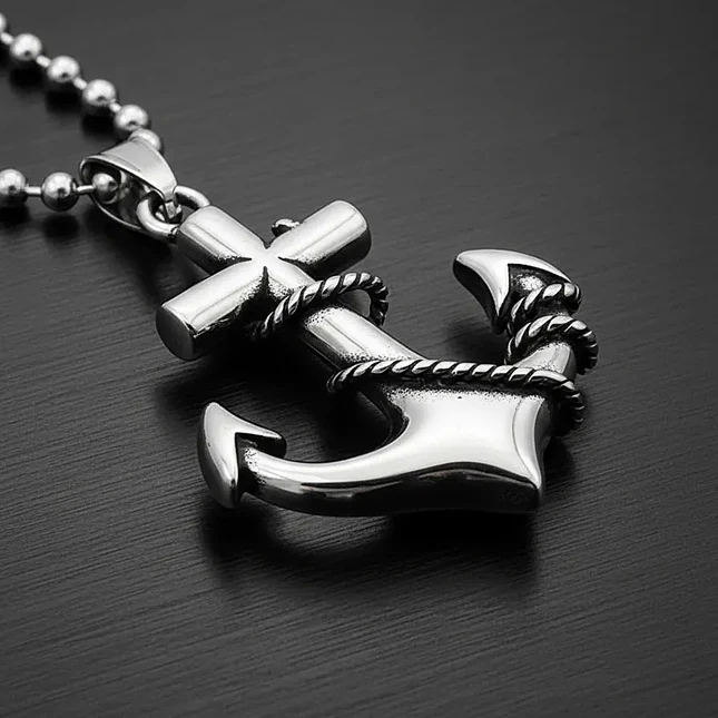 Cadena Militar con Dije de Ancla Acero Inoxidable 8