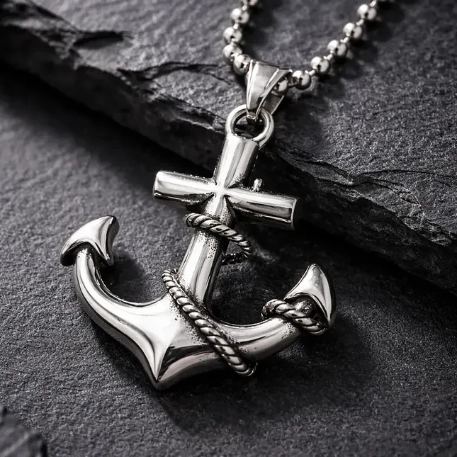 Cadena Militar con Dije de Ancla Acero Inoxidable 3