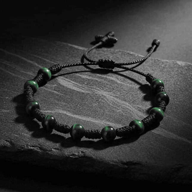 Pulsera Denario de Ojo de Tigre Verde 6mm 5