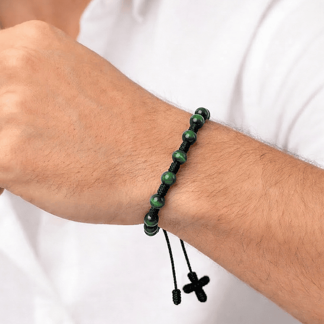 Pulsera Denario de Ojo de Tigre Verde 6mm 2