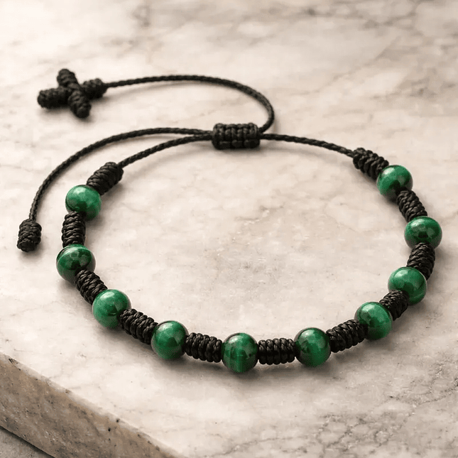 Pulsera Denario de Ojo de Tigre Verde 6mm 4