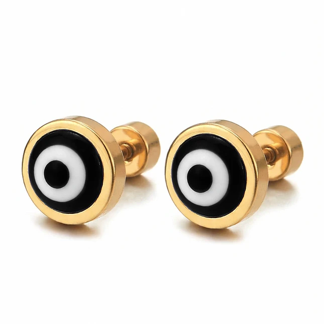 Topos Aretes Ojo Turco Acero Inoxidable 9mm 4