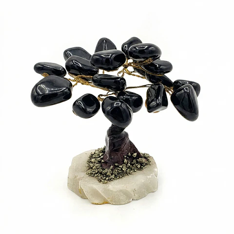 Árbol de Piedra Obsidiana Negra - Protección y Estabilidad