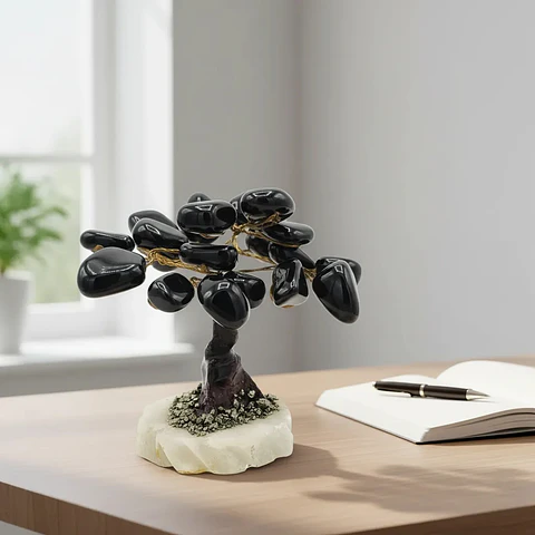Árbol de Piedra Obsidiana Negra - Protección y Estabilidad