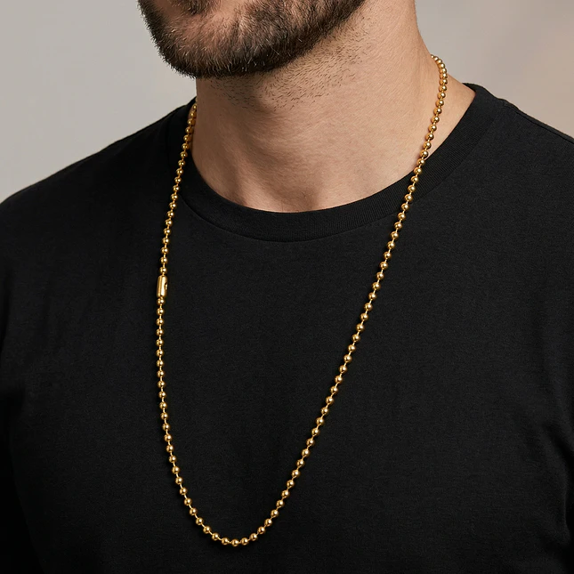 Cadena Estilo Militar Acero Dorado 3mm x 70cm 2