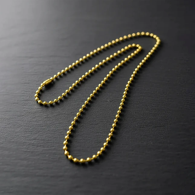 Cadena Estilo Militar Acero Dorado 3mm x 70cm 3