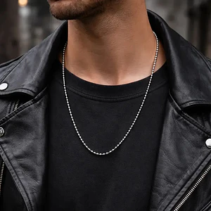 Cadena Estilo Militar Acero Plateado 3mm x 70cm