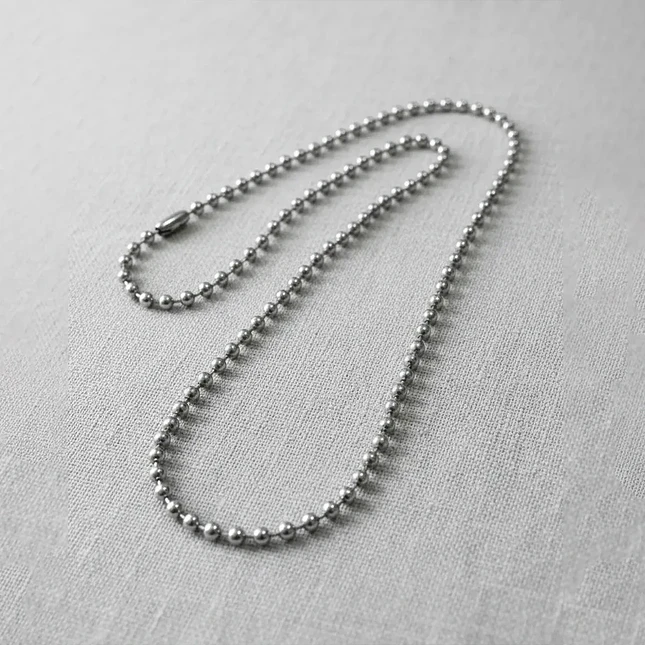 Cadena Estilo Militar Acero Plateado 3mm x 70cm 3