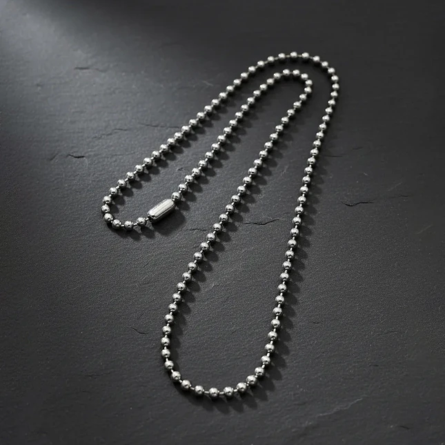 Cadena Estilo Militar Acero Plateado 4mm x 75cm 4