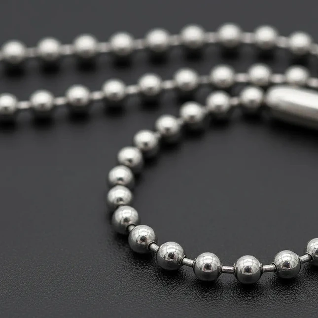 Cadena Estilo Militar Acero Plateado 4mm x 75cm 5