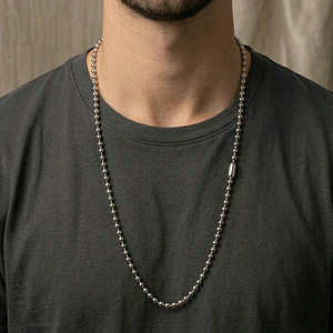 Cadena Estilo Militar Acero Plateado 4mm x 75cm