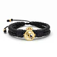 Pulsera Cuero Trenzado Escudo Real Madrid Acero - Miniatura 1
