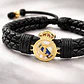Pulsera Cuero Trenzado Escudo Real Madrid Acero - Miniatura 4