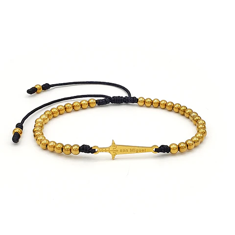 Pulsera Espada San Miguel Arcángel Acero Dorado