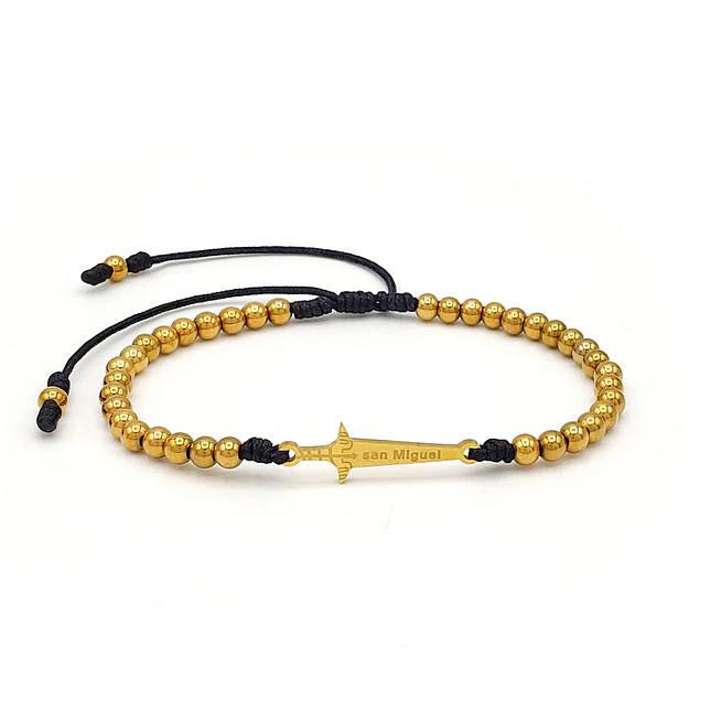 Pulsera Espada San Miguel Arcángel Acero Dorado 1