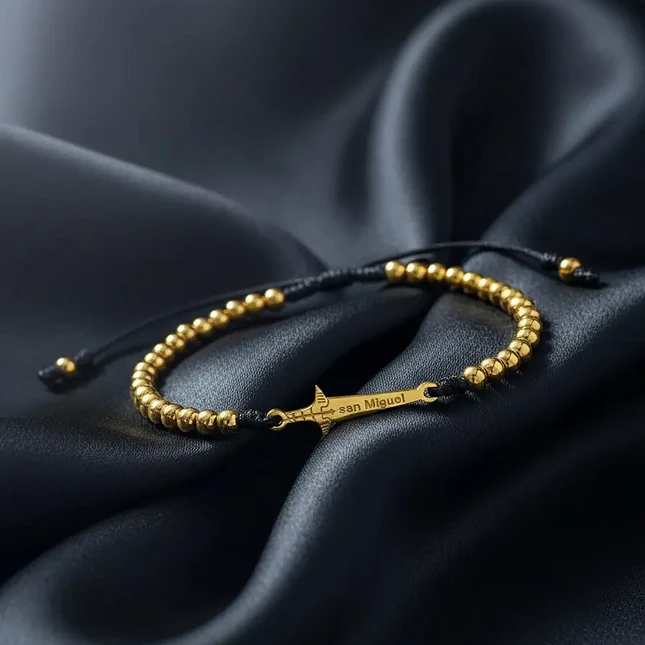 Pulsera Espada San Miguel Arcángel Acero Dorado 4