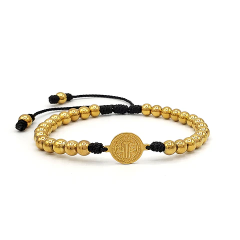 Pulsera Medalla San Benito de Abad Acero Inoxidable