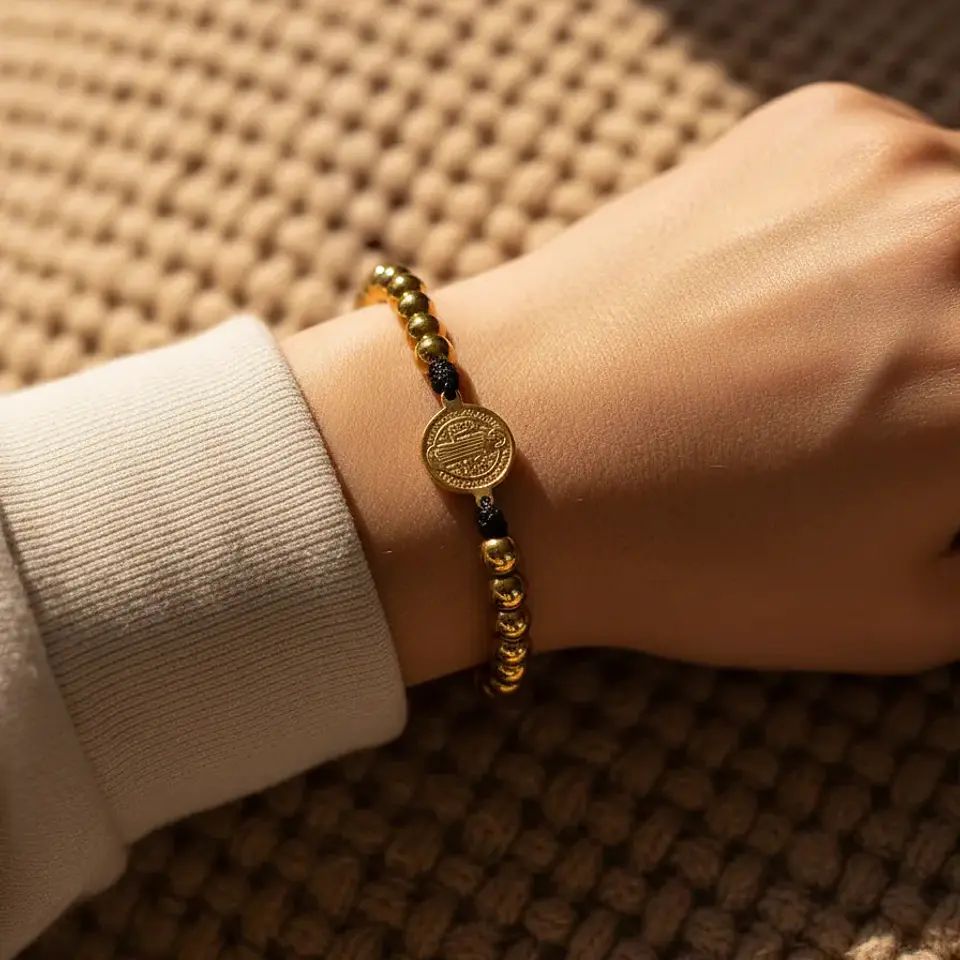 Pulsera Medalla San Benito de Abad Acero Inoxidable 5
