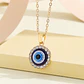 Cadena Acero Dorado con Ojo Turco Rodio y Circones - Miniatura 3