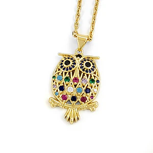 Cadena Acero con Búho Circones de Colores