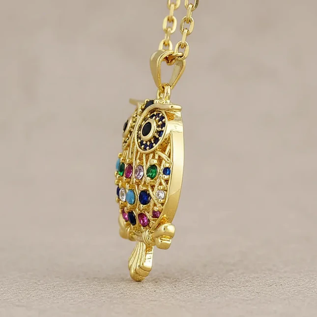 Cadena Acero con Búho Circones de Colores 4