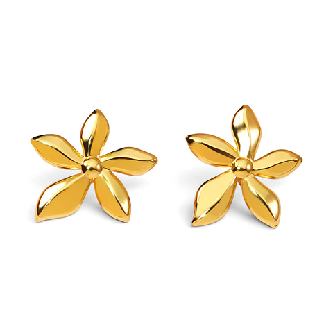 Topos Aretes Flor Acero Inoxidable Dorado
