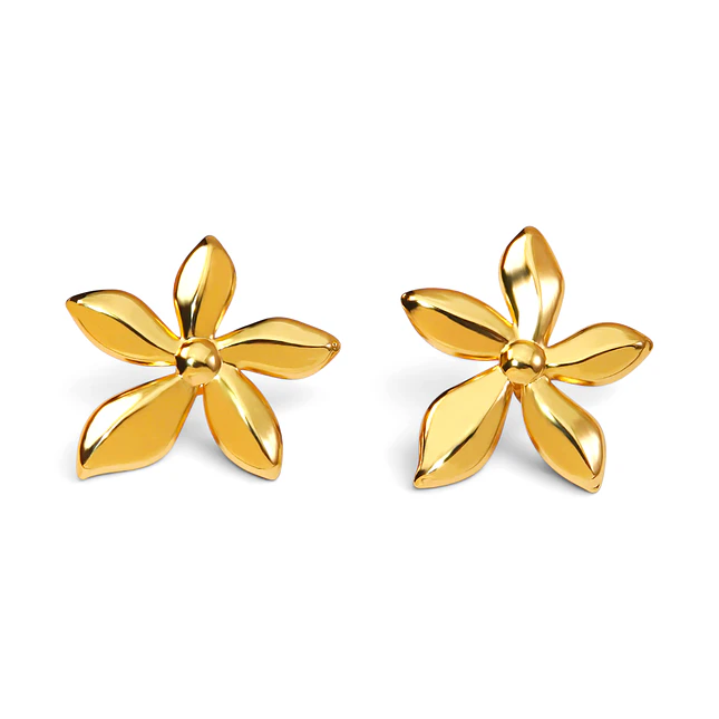 Topos Aretes Flor Acero Inoxidable Dorado 1