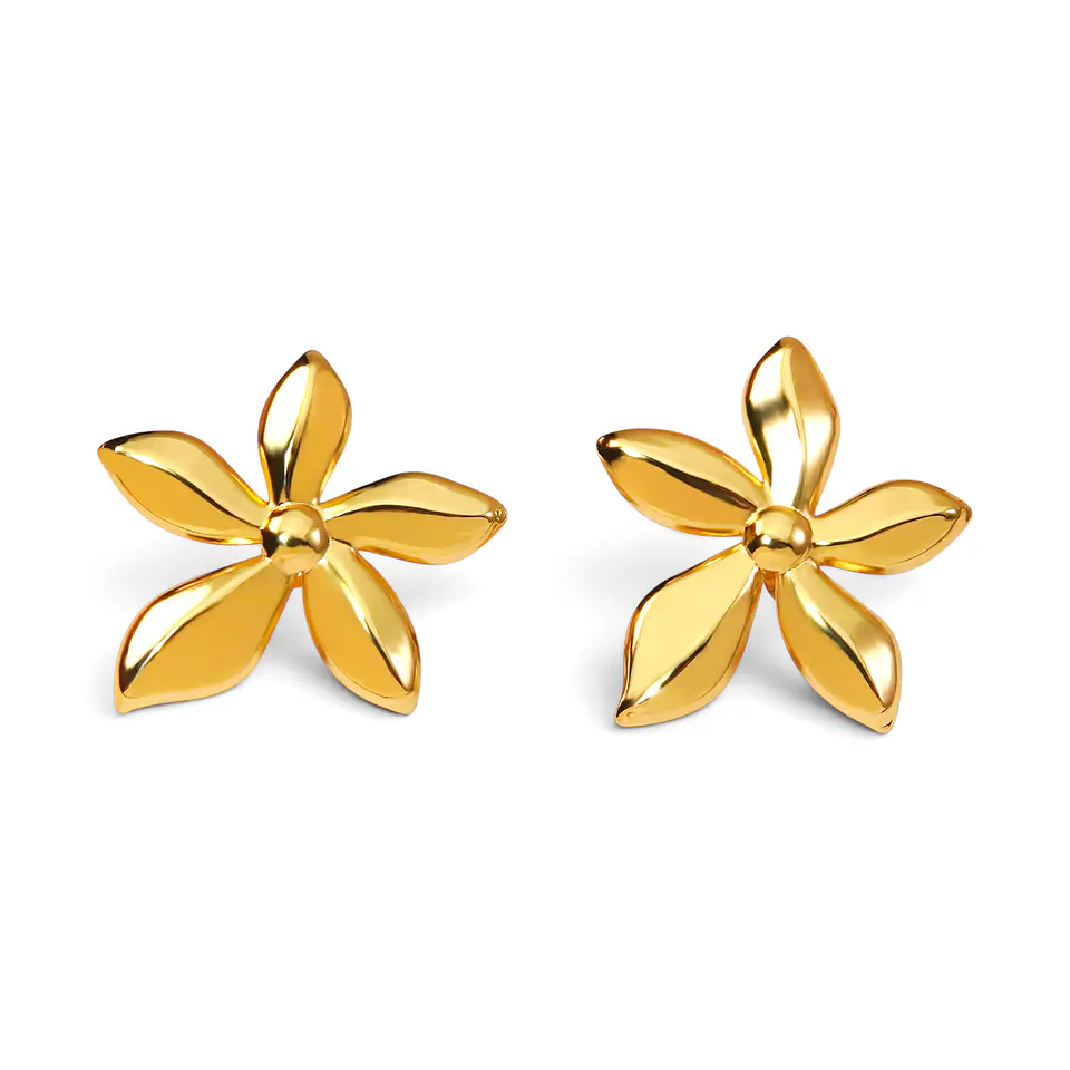 Topos Aretes Flor Acero Inoxidable Dorado 1