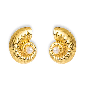 Topos Aretes Caracol Acero Inoxidable Dorado