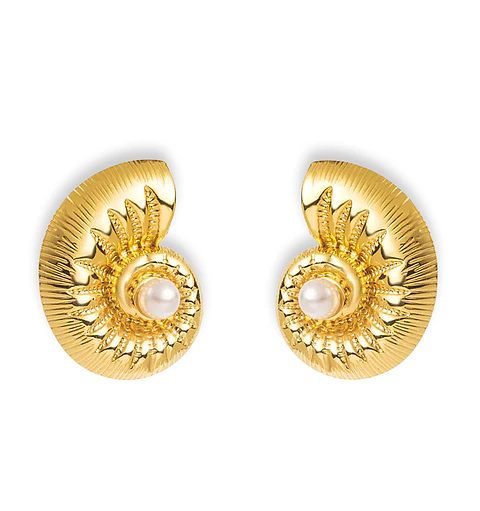 Topos Aretes Caracol Acero Inoxidable Dorado