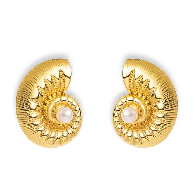 Topos Aretes Caracol Acero Inoxidable Dorado 1