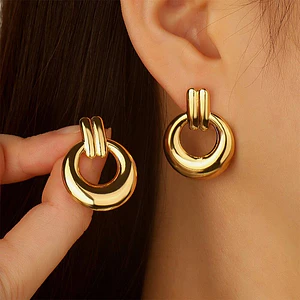 Topos Aretes Dona Minimalista Acero Inoxidable Dorado