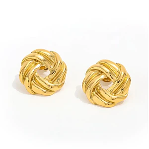 Topos Aretes Nudo Entrelazado Acero Inoxidable Dorado