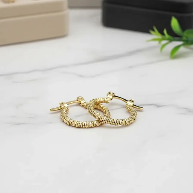 Aretes Candongas Facetadas Oro Laminado 18k 3