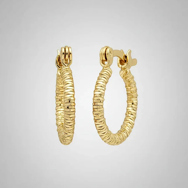 Aretes Candongas Facetadas Oro Laminado 18k 4