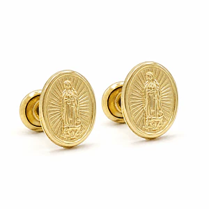 Topos Aretes Virgen de Guadalupe Oro Laminado 18k