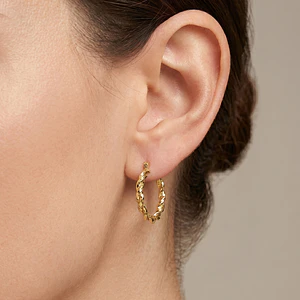 Aretes Candongas Entorchadas Oro Laminado 18k