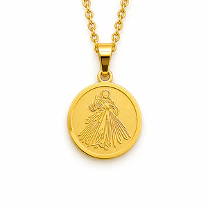 Cadena con Jesús de la Misericordia Acero Dorado