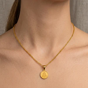 Cadena con Jesús de la Misericordia Acero Dorado