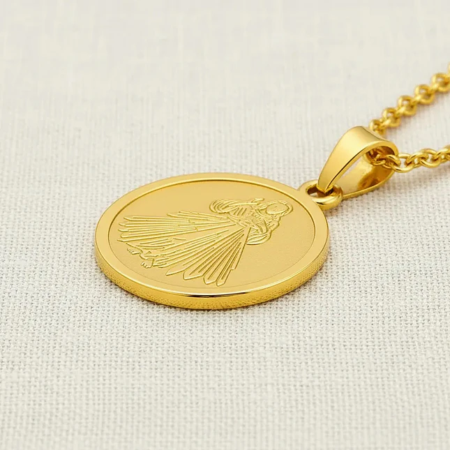 Cadena con Jesús de la Misericordia Acero Dorado 3