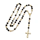 Rosario Camándula Neopreno Negro y Oro Laminado 18k (6mm) - Miniatura 1