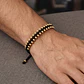 Pulsera Tejida Cordón Negro Oro Laminado 18k (4mm) - Miniatura 2