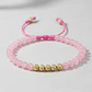 Pulsera Cuarzo Rosado Oro Laminado 18k Diamantado (4mm) - Miniatura 3