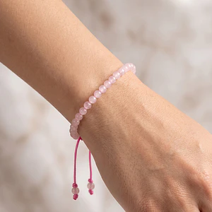 Pulsera Ajustable de Cuarzo Rosado Natural 4mm