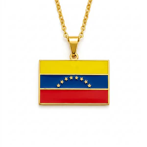 Cadena con Dije Bandera de Venezuela Acero Dorado