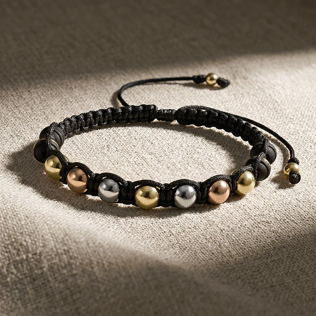 Pulsera Tejida Neopreno Oro Laminado 18k 3