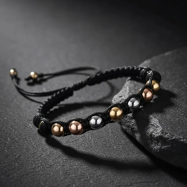Pulsera Tejida Neopreno Oro Laminado 18k 4